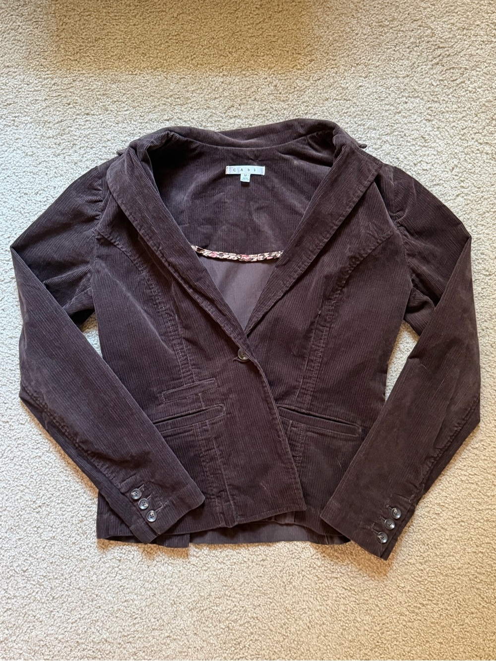 CAbi Chocolate Brown Corduroy Blazer Style #523